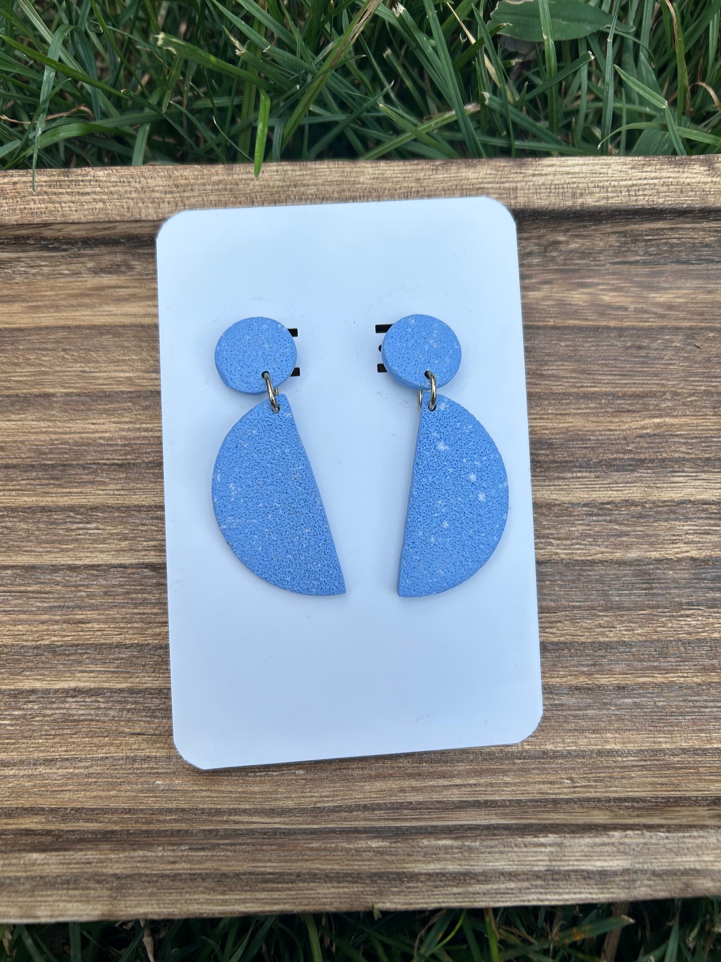 Blue speckles Clay Earrings