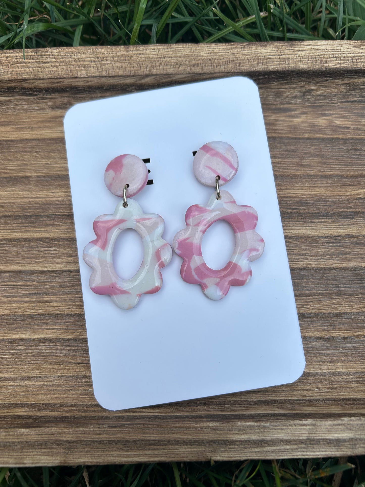 Pink Peekaboo Clay Earrings