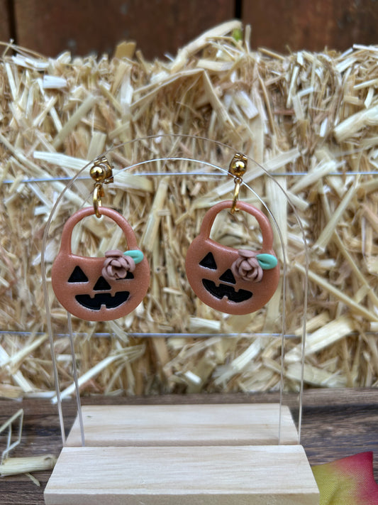 Pumpkin bucket earrings