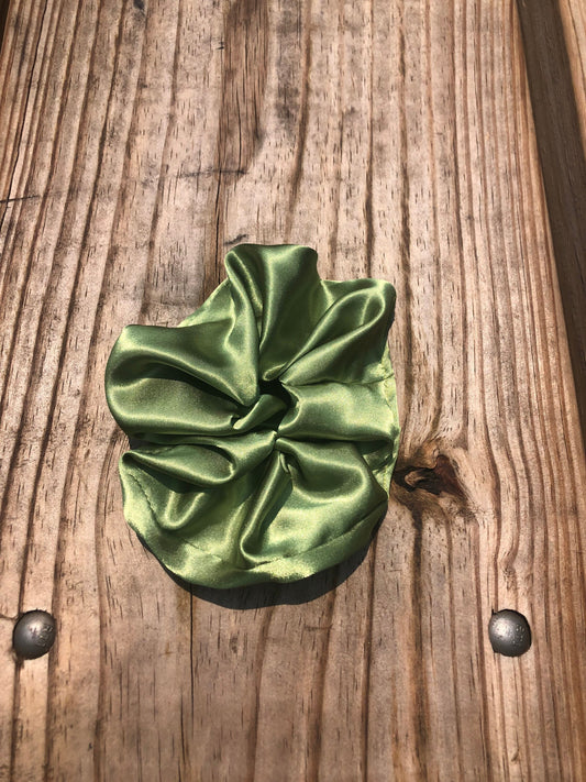 Green satin scrunchie